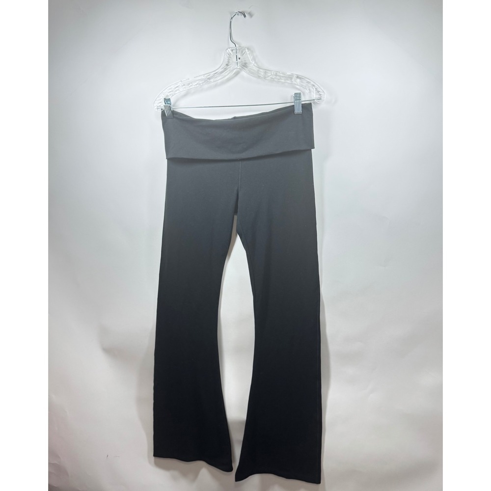 Victoria's Secret PINK Black Rhinestone Foldover Flare Yoga Pants Bootcut Size M - Picture 5 of 10